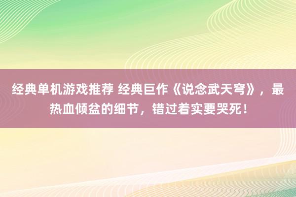 经典单机游戏推荐 经典巨作《说念武天穹》，最热血倾盆的细节，错过着实要哭死！