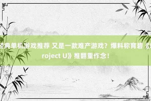 经典单机游戏推荐 又是一款难产游戏？爆料称育碧《Project U》推翻重作念！