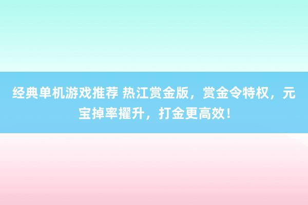 经典单机游戏推荐 热江赏金版，赏金令特权，元宝掉率擢升，打金更高效！