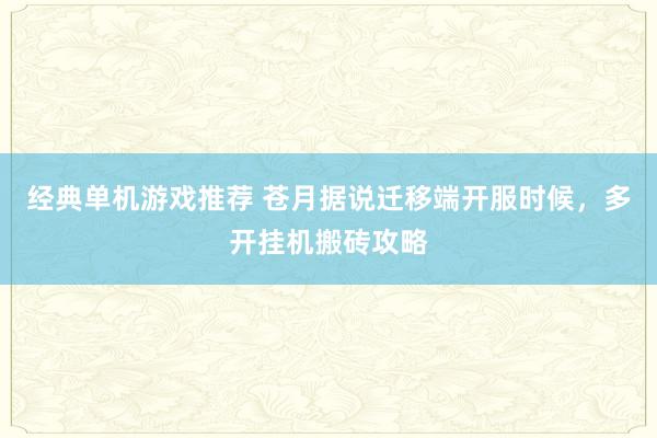 经典单机游戏推荐 苍月据说迁移端开服时候，多开挂机搬砖攻略